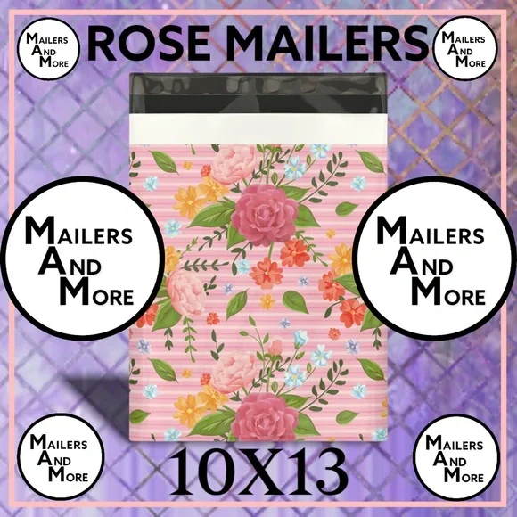 25 10X13 Rose Poly Mailers Flat Shipping Envelopes - Picture 5 of 7